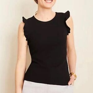 Ann Taylor Ruffle Sleeve Sweater Shell
Black Size Medium